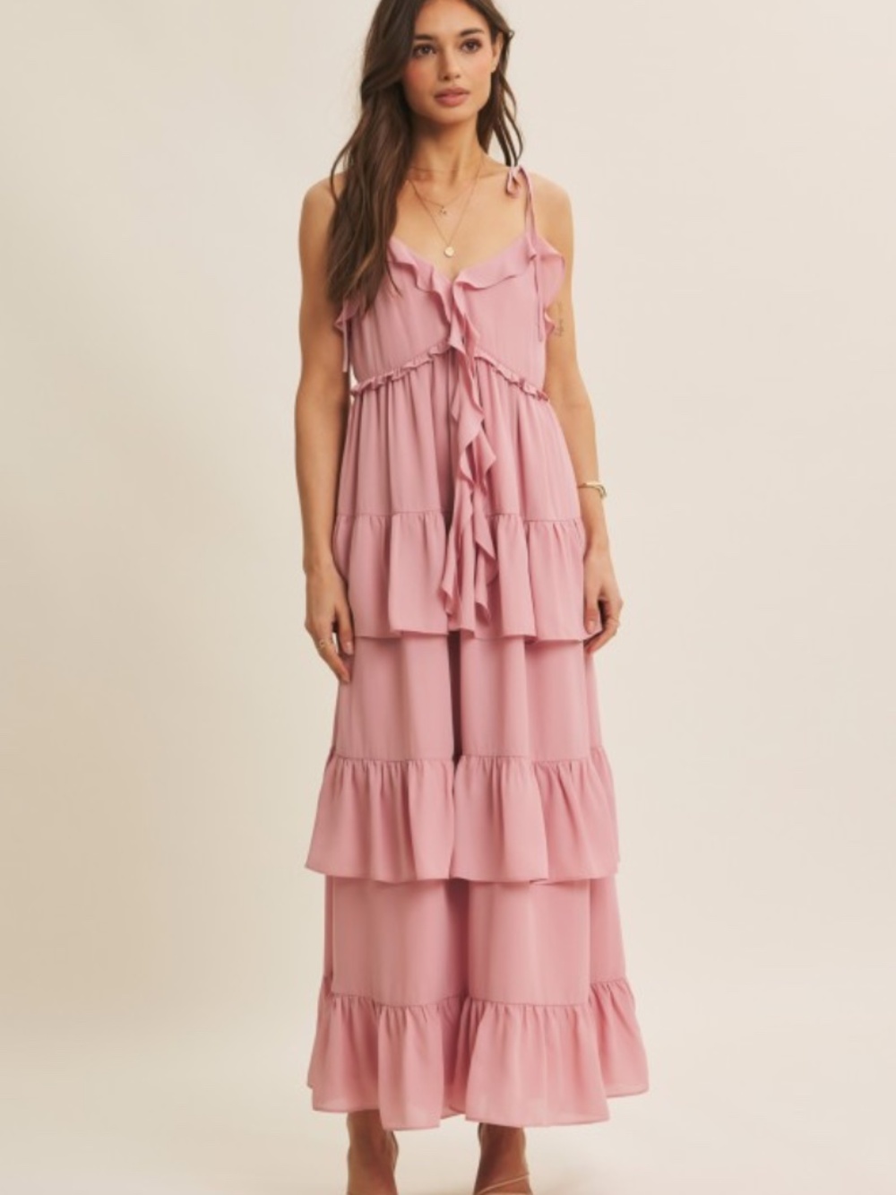 Call For Romance Ruffled Wool Dobby Maxi Dress